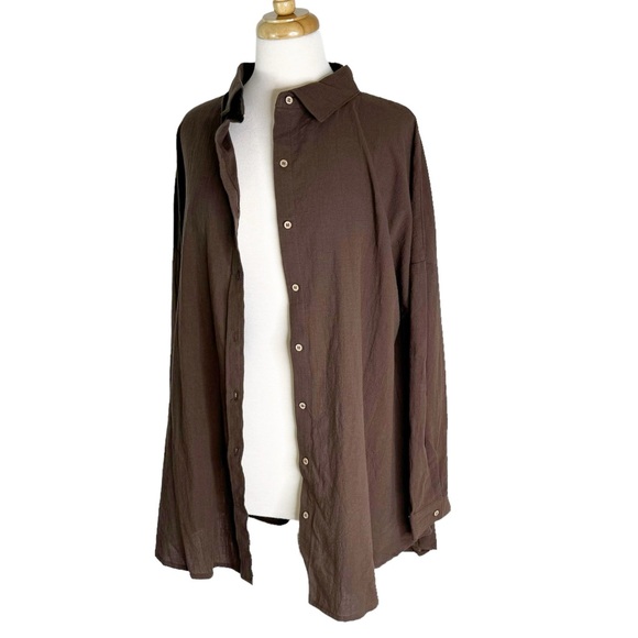 Cotton On Body Organic Cotton Swim Cover Up Beach Shirt Chocolate Size S NWT - Picture 5 of 13